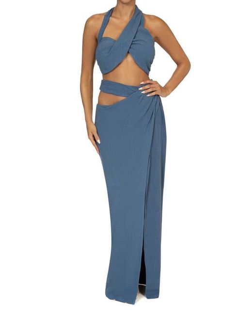 JLUXLABEL Blue New Age Crop Top & Skirt Set