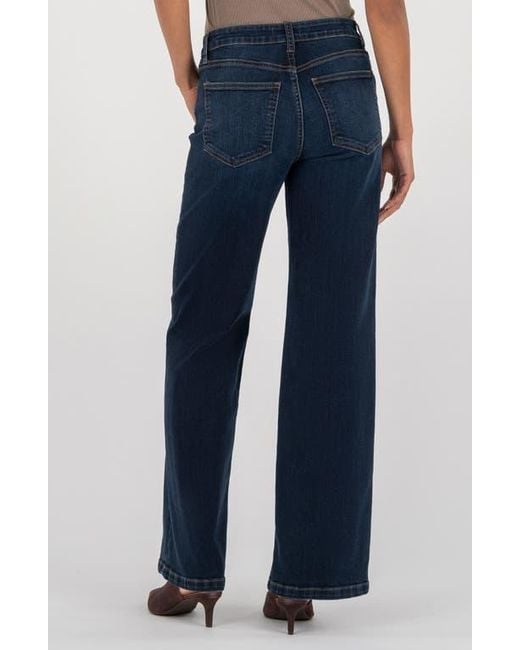 Kut From The Kloth Blue Jean Mid Rise Wide Leg Jeans