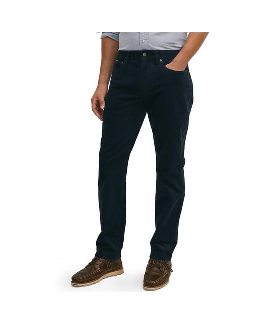 Brooks Brothers Men's Blue Stretch Cotton Corduroy Five Pocket Pants