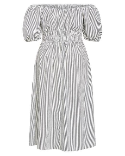 City Chic Gray Adelynn Stripe Midi Dress