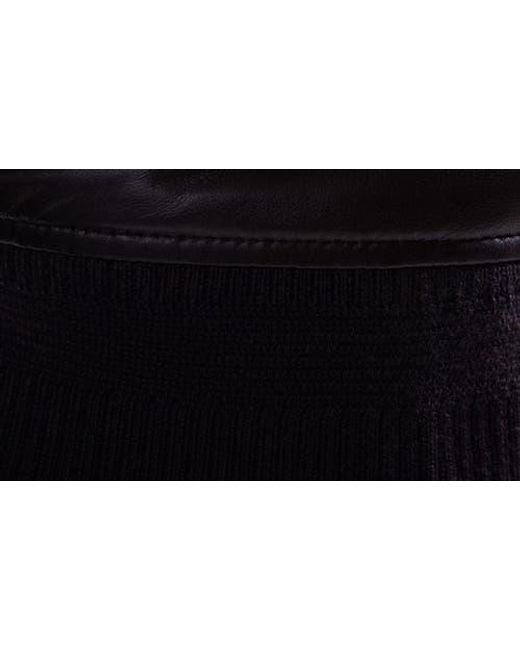 Bugatchi Black Leather Bomber Jacket With Removable Genuine Shearling Collar for men