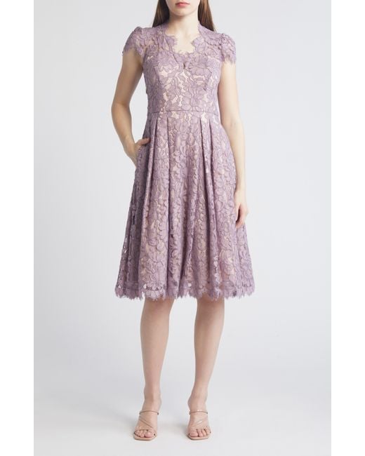 Eliza J Purple Lace Fit & Flare Cocktail Dress