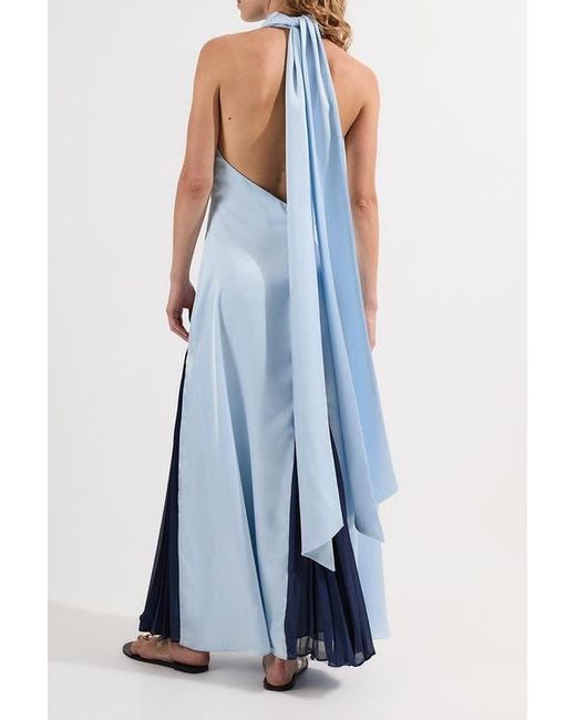 Karen Millen Blue Woven Satin Maxi Dress