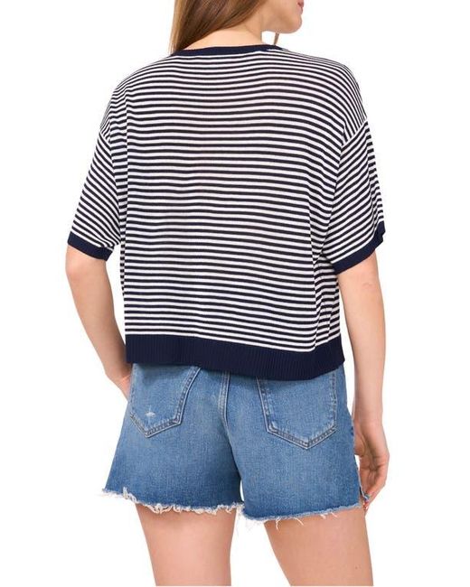 Two By Vince Camuto Blue Stripe Elbow Sleeve Sweater