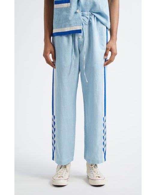 Bode Blue Seedling Stripe Pajama Pants for men