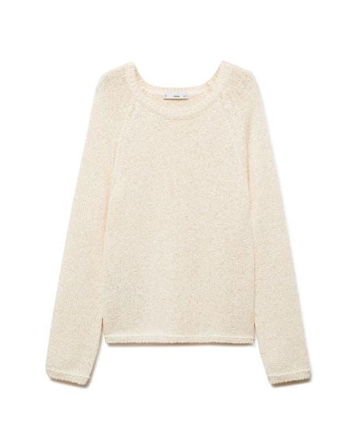 Mango White Manzana Crewneck Sweater