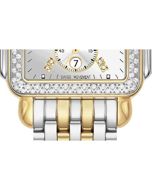 Michele Metallic Deco Diamond Chronograph Bracelet Watch