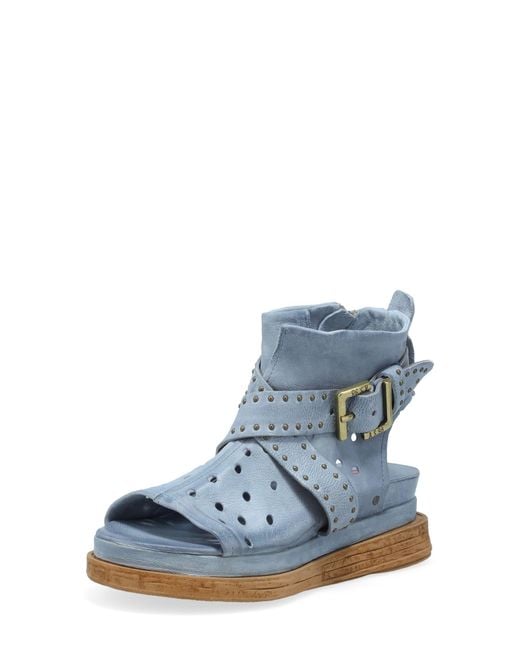 A.s.98 Blue Lorrie Open Toe Bootie