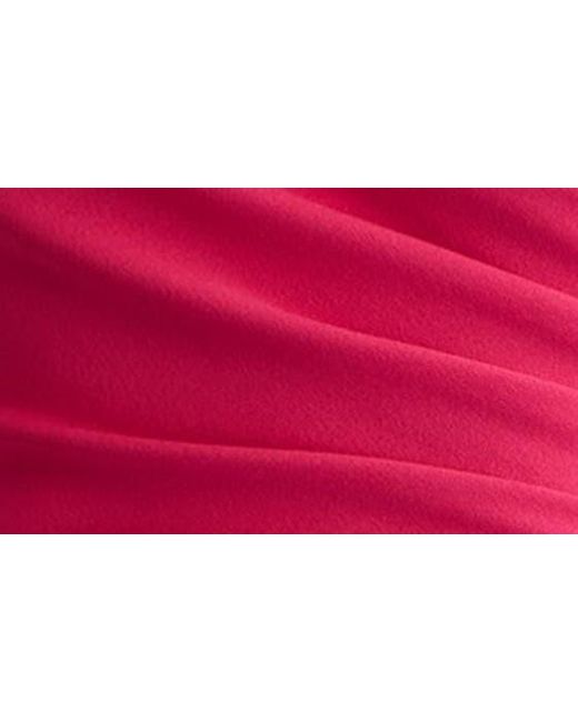 Tadashi Shoji Red Asymmetric Neck Side Ruched Sheath Cocktail Dress