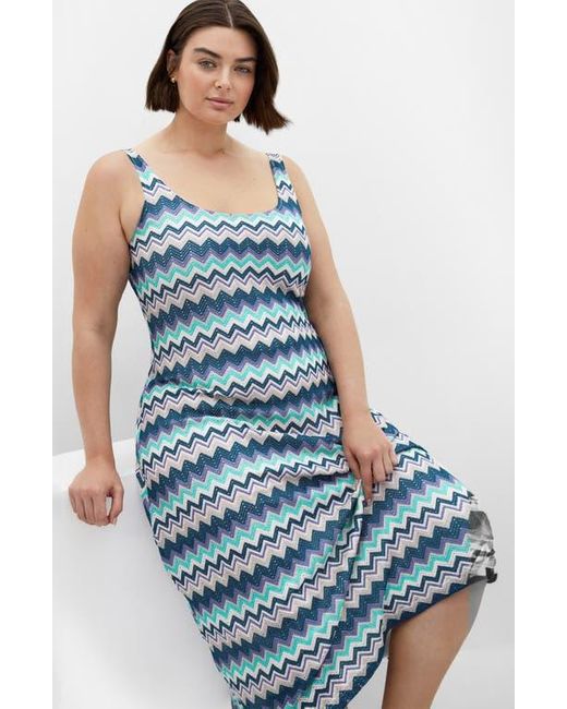 City Chic Blue Skye Chevron Midi Dress