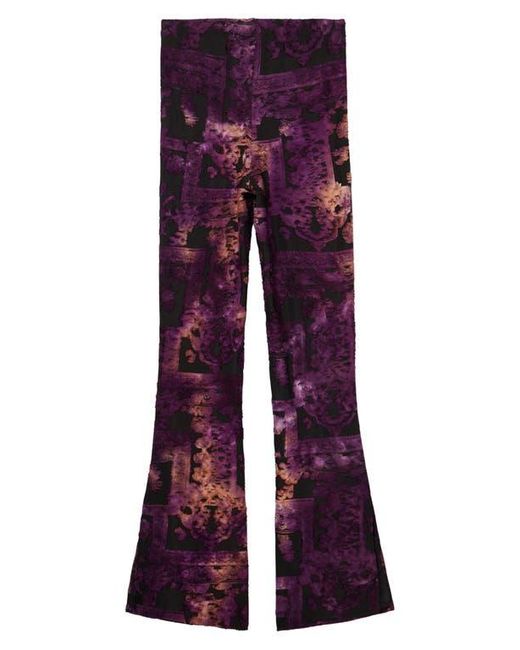 Desigual Purple Printed Pull-On Flare Pants