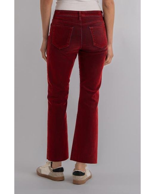 Kut From The Kloth Red Kelsey Fab Ab Raw Hem Ankle Flare Jeans