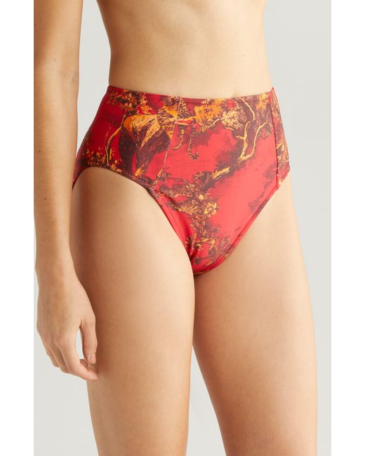 L'Agence Vanessa Red Jungle High Waist Bikini Bottoms