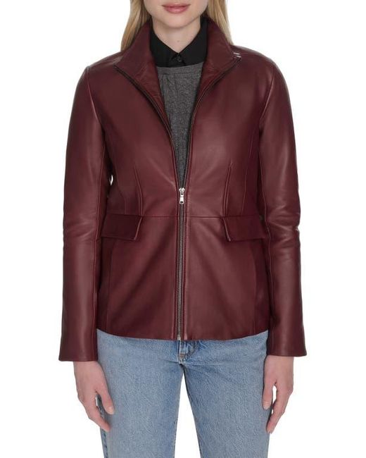 Cole Haan Women's Red Wing Collar Leather Jacket