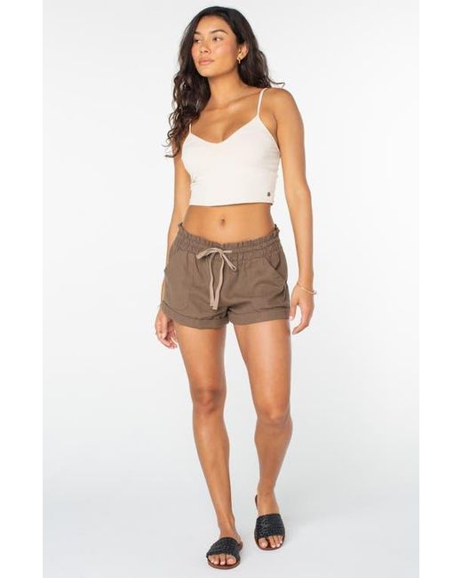 Roxy Multicolor Lagoon Linen Blend Drawstring Shorts
