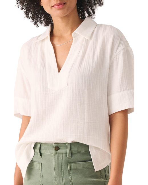 Faherty Dream Organic Cotton Gauze Popover Top in White Lyst