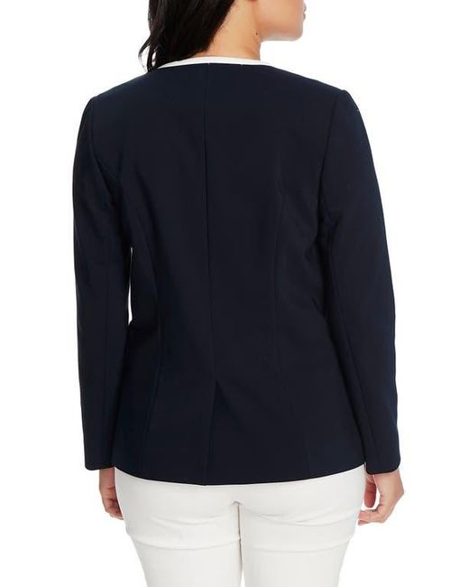Chaus Blue One-Button Contrast Trim Jacket