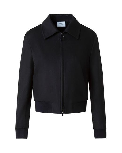 Akris Punto Black Wool Blend Crop Bomber Jacket
