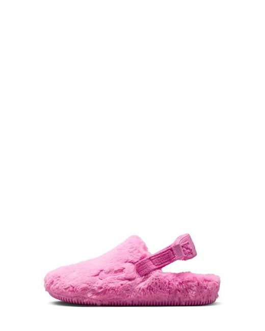 Nike Pink Calm Faux Fur Mule