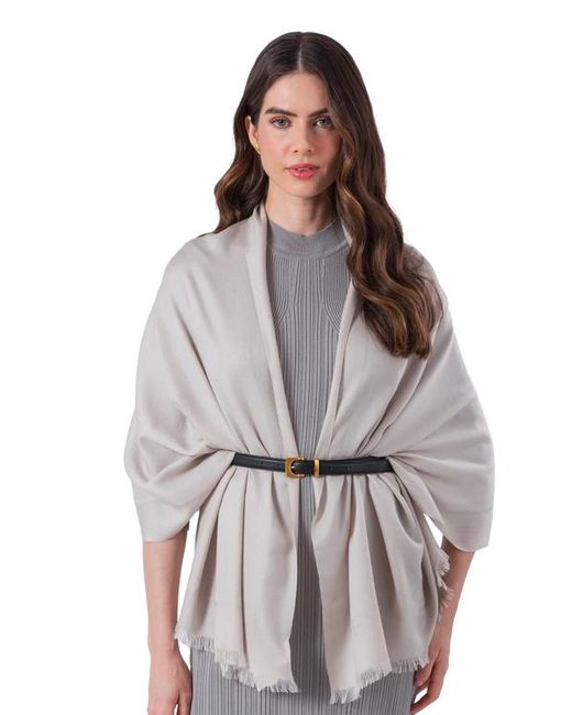 Esterah White Wool Logo Scarf