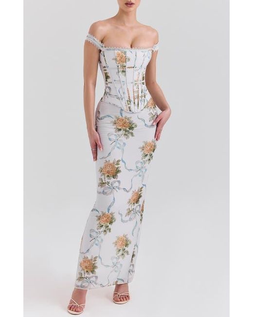 House Of Cb Multicolor Clemmie Georgette Column Gown