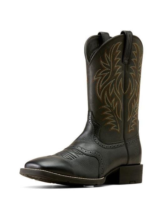 Ariat Black Sport Wide Square Toe Cowboy Boot for men