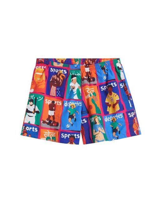 Market Blue Illustrated Tech Shorts for men