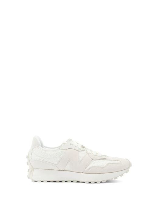 New Balance White 327 Lace Sneaker