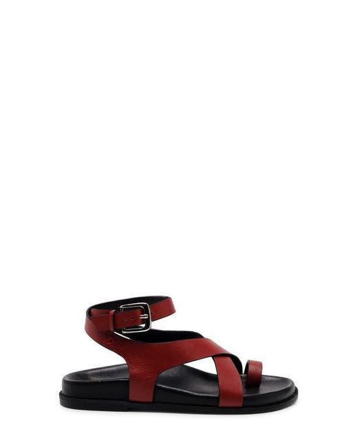 Free People Red Anya Ankle Strap Toe Loop Sandal