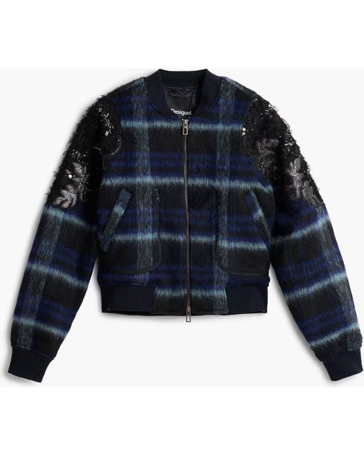 Desigual Blue Sequin Appliqué Crop Jacket