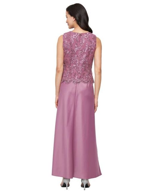Alex Evenings Purple Embroidered Mock Two-Piece Gown With Jacket