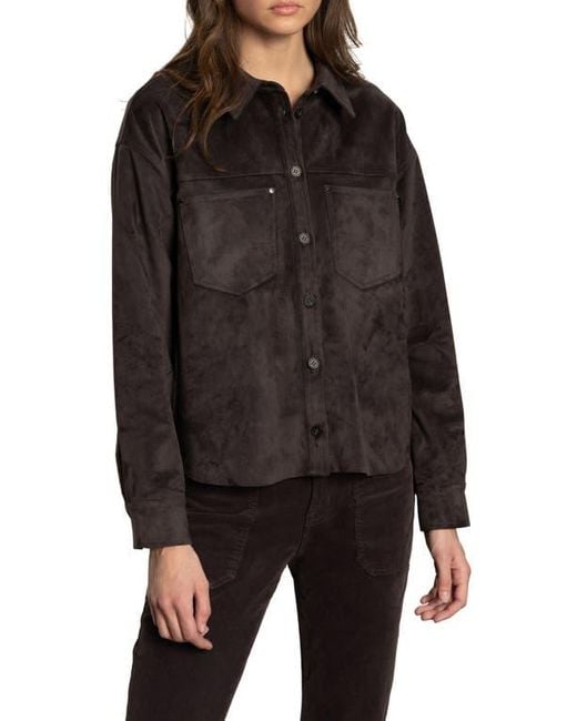 Sanctuary Black Ivy Faux Suede Long Sleeve Button-Up Shirt