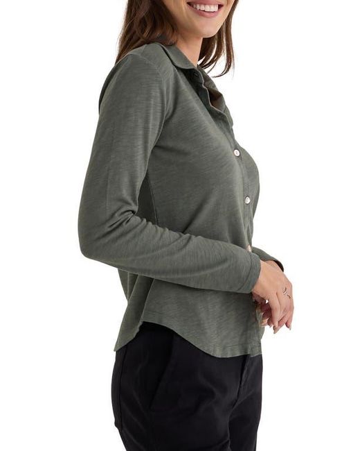 Bella Dahl Gray Cotton Knit Button-Up Shirt