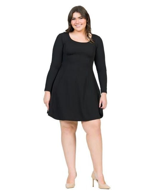 black long sleeve knee length dress FARM Rio Black Twisted Cup Midi Dress, Black / S main image 0