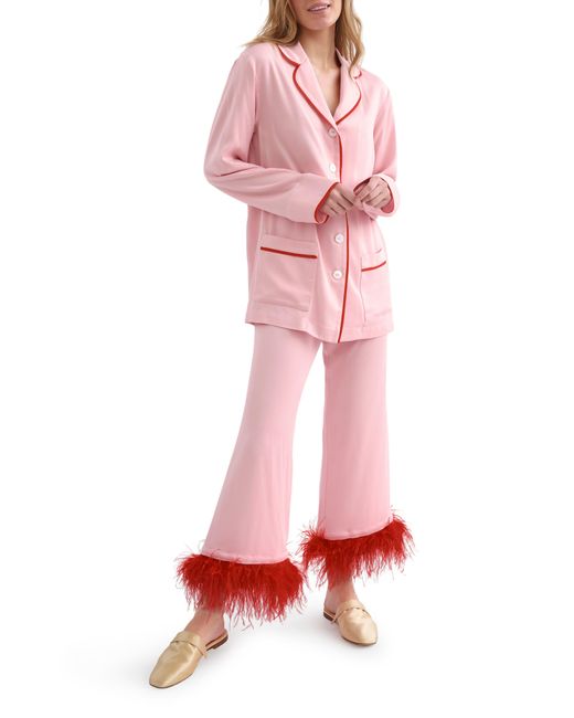 Sleeper Red Party Feather Trim Pajamas