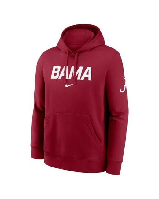 Nike Red Alabama Tide Nickname Club Fleece Pullover Hoodie for men