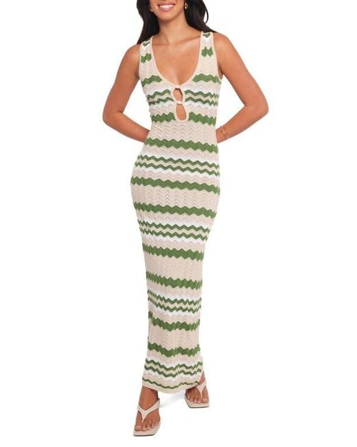 Petal & Pup Hubert Chevron Pointelle Knit Maxi Dress in Green | Lyst Petal & Pup Hubert Chevron Pointelle Knit Maxi Dress in Green | Lyst