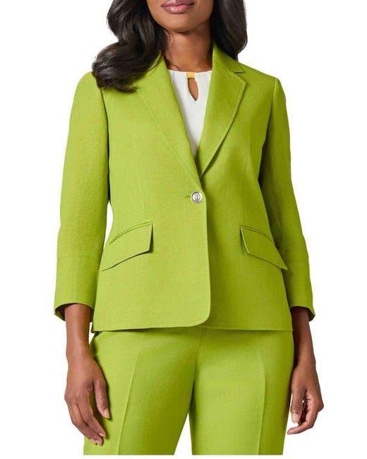 Kasper Green Linen Blend One-Button Blazer