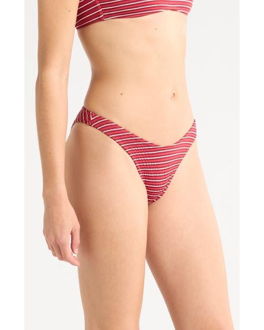 PacSun Red Emily Stripe High Leg Scoop Bikini Bottoms