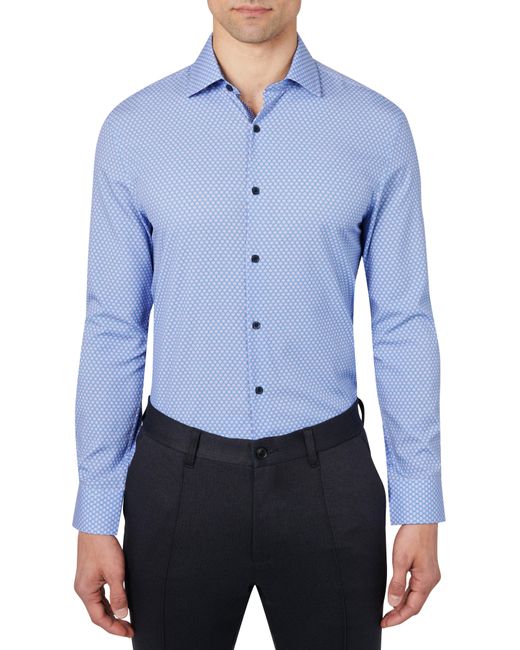 W.r.k. Blue Concentric Slim Fit Geo Print Dress Shirt for men