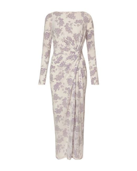 Quiz White Flocked Mesh Floral Maxi Dress