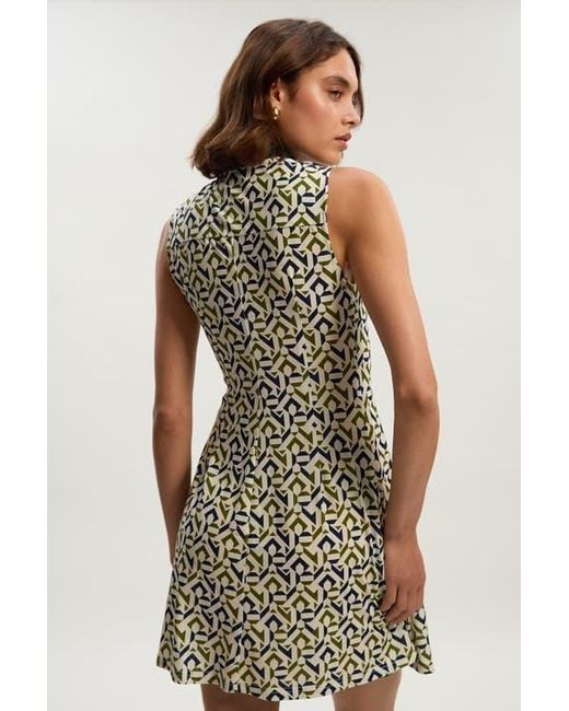 Karen Millen Multicolor Petite Crepe Tie Neck Mini Dress