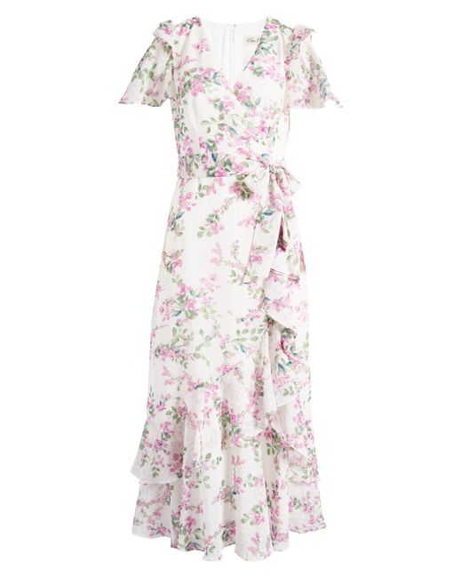 Eliza J White Floral Wrap Front Dress