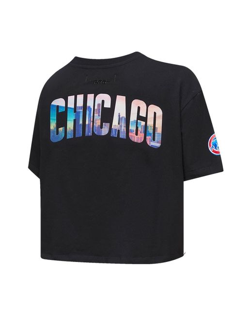 Pro Standard Women's Black Chicago Cubs Cityscape Boxy T-shirt