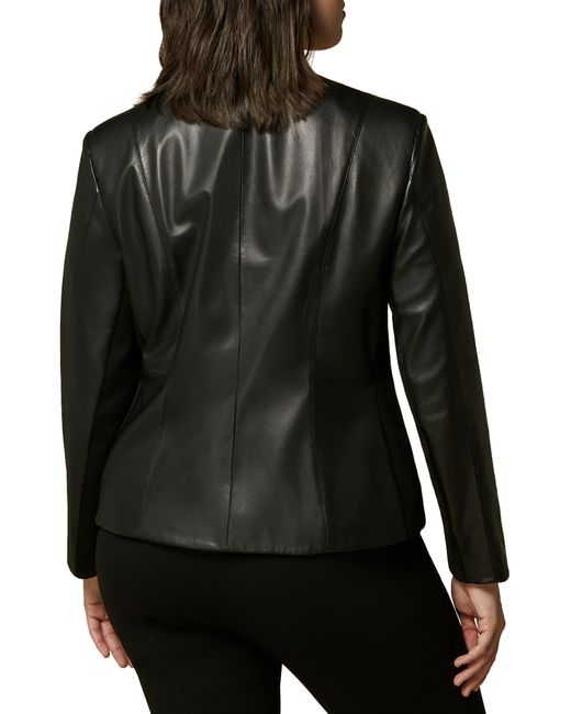 Marina Rinaldi Black Jersey Side Panel Leather Jacket