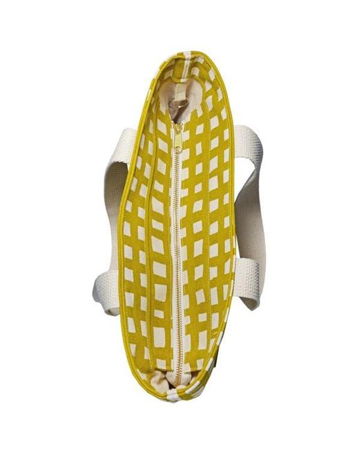 DANCE HAPPY Yellow Grid Carry All Tote Bag