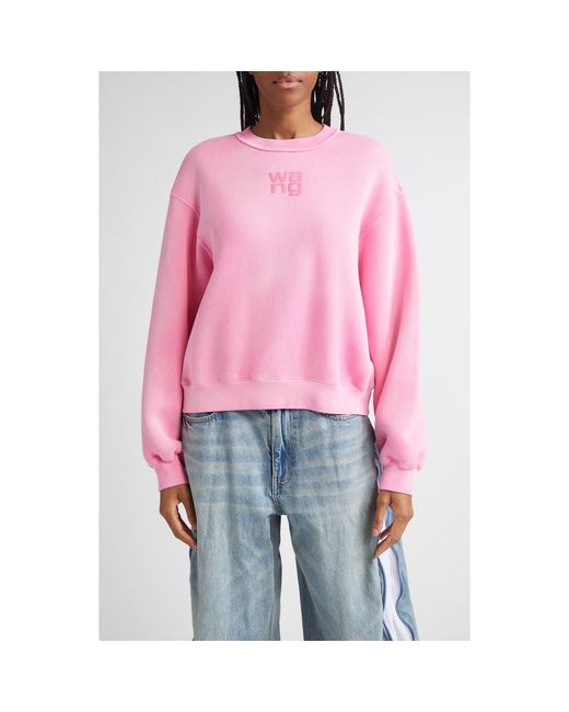 Alexander Wang Red Essential Logo Cotton Blend Sweatshirt