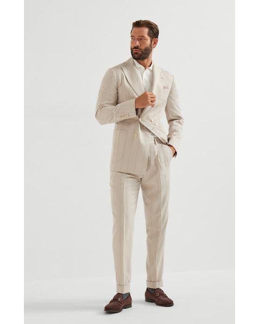 Brunello Cucinelli White English Rib Knit Sweater for men