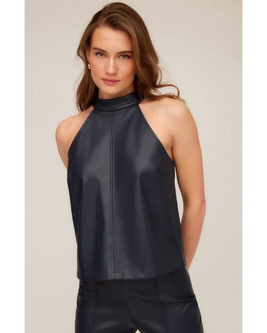 Fifteen Twenty Blue Alexis Faux Leather Top