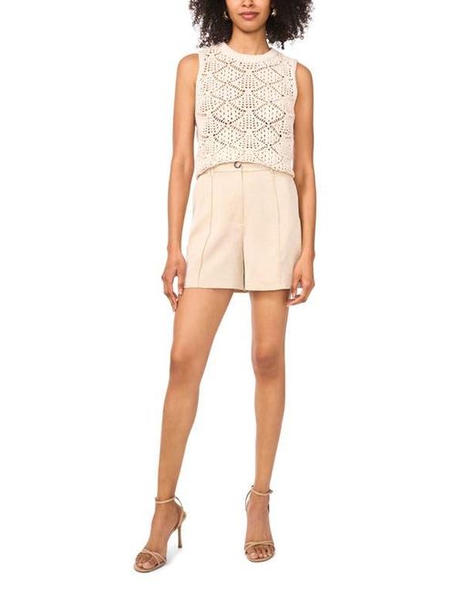 Vince Camuto White Open Stitch Sleeveless Sweater